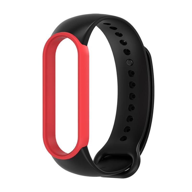 Ремешок для фитнес-браслетов Mijobs для Xiaomi Mi Band 5/6 силиконовый с рамкой Черный/Оранжевый (1011P)