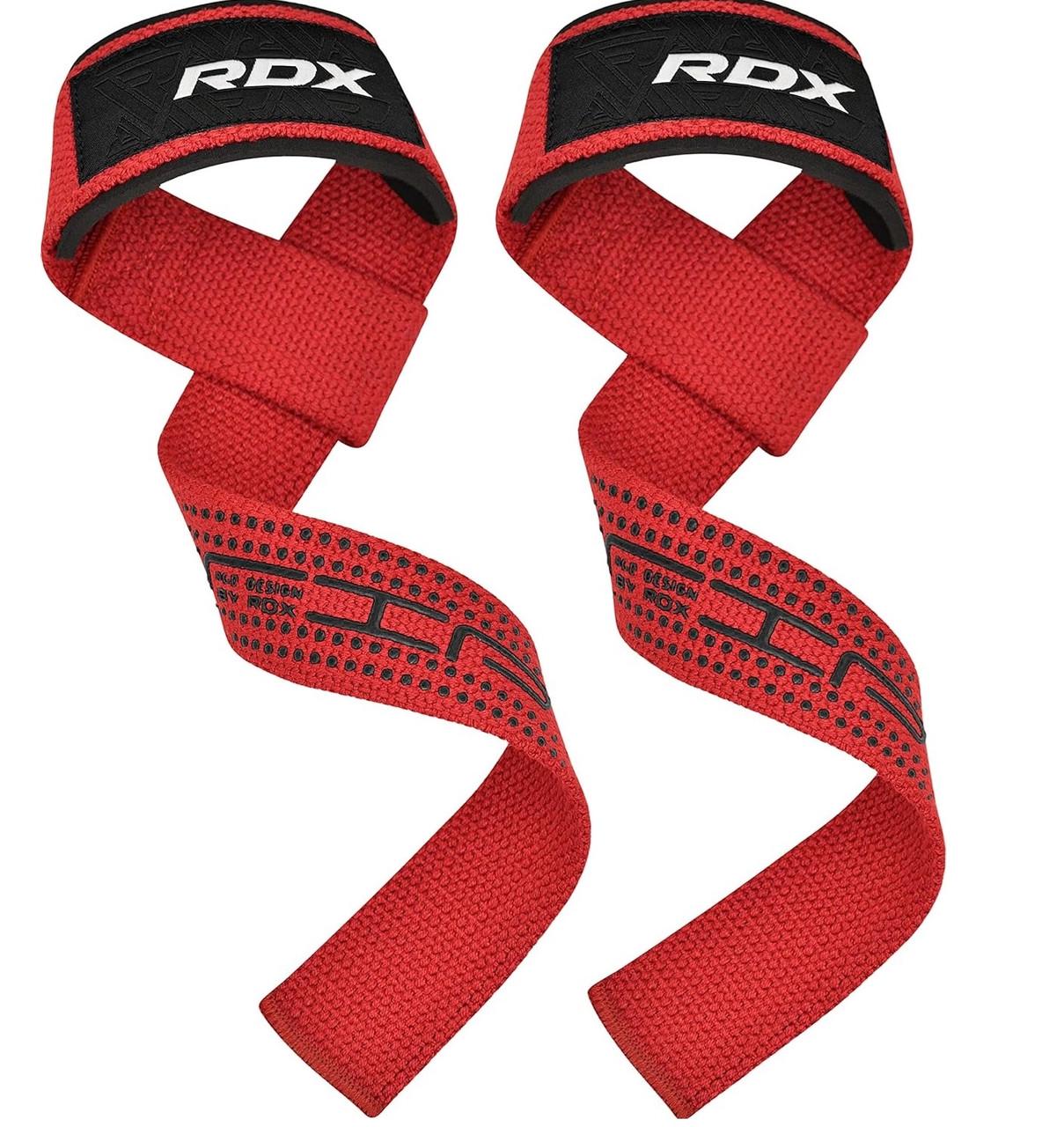 Лямки для тяги RDX S4 Gym Cotton Gel Straps Plus Red (WAC-S4R+) - фото 2