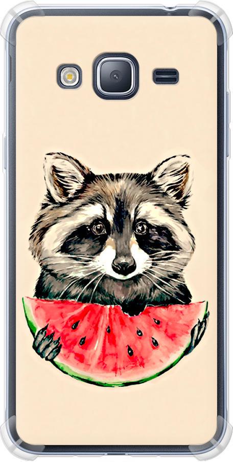 Чехол на Samsung Galaxy J3 Duos (2016) J320H Енотик с арбузом (4605sp-265-42517)