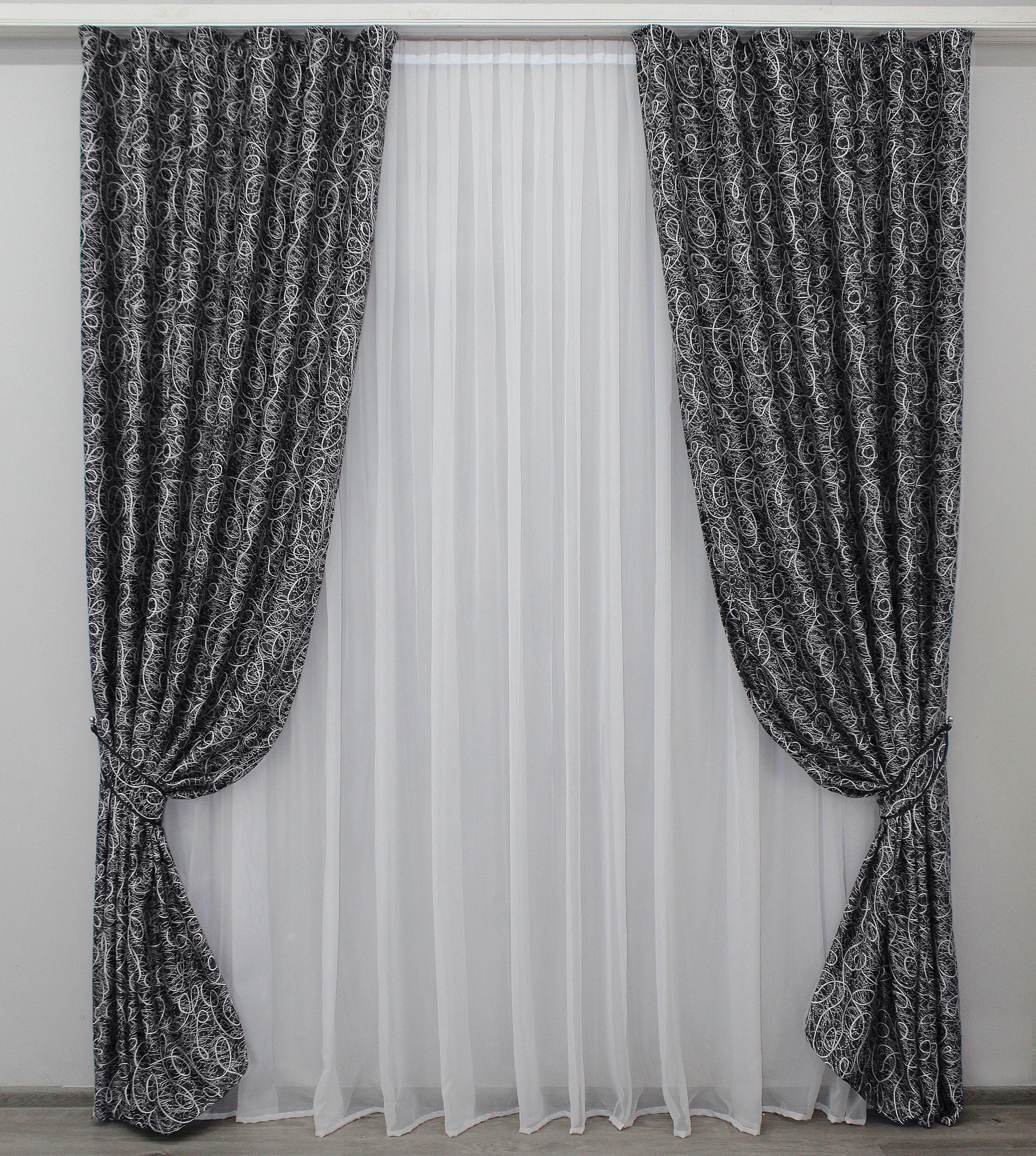 Комплект штор VR-Textil Жаклин № 670ш А блэкаут-софт 150х270 см 2 шт. Черный/Серый (30-440)