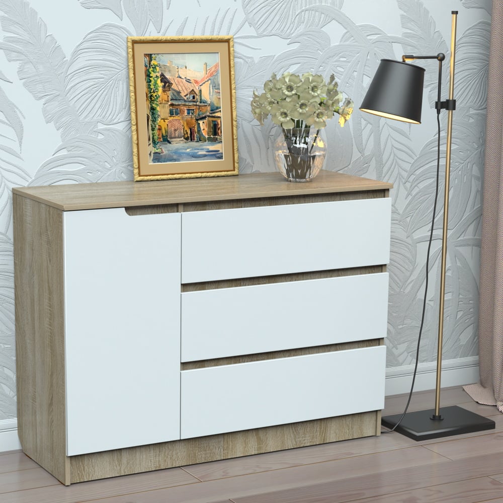 Комод Тиса Мебель 331 Дуб сонома/Белый (9003131) Комод Тиса Мебель 331 Дуб сонома/Белый (9003131)