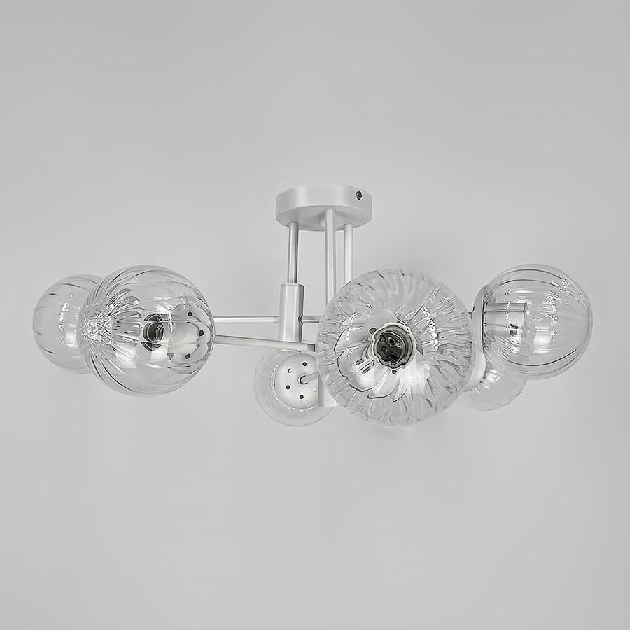 Люстра стельова на 6 прозорих плафонів Білий (51797/6 WT+CL) - фото 4