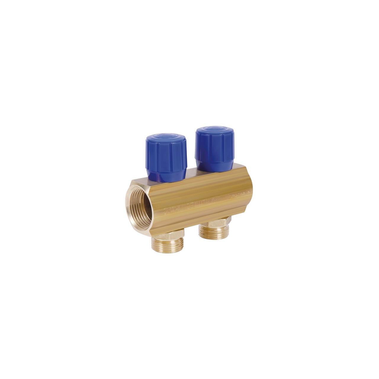 Коллектор ICMA №1105 с регулировочными вентилями 1" 2 выхода Blue (2608668165)