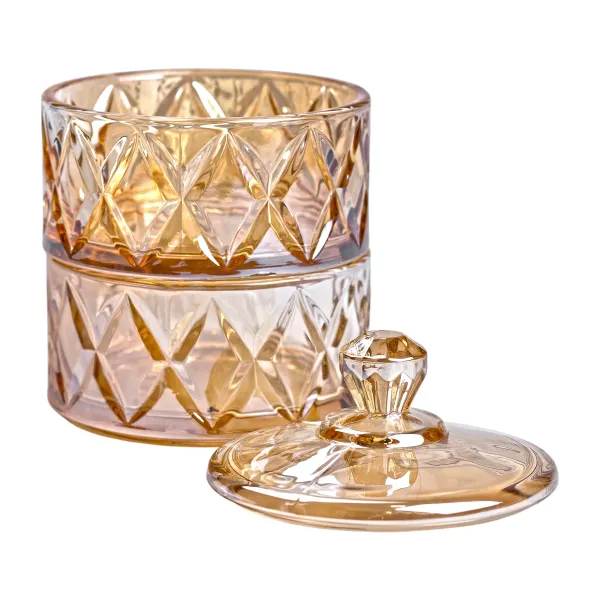 Цукерниця дворівнева зі скляною кришкою під кришталь Коричневий (HP-YH-81) - фото 2 Цукерниця дворівнева зі скляною кришкою під кришталь Коричневий (HP-YH-81) - фото 2