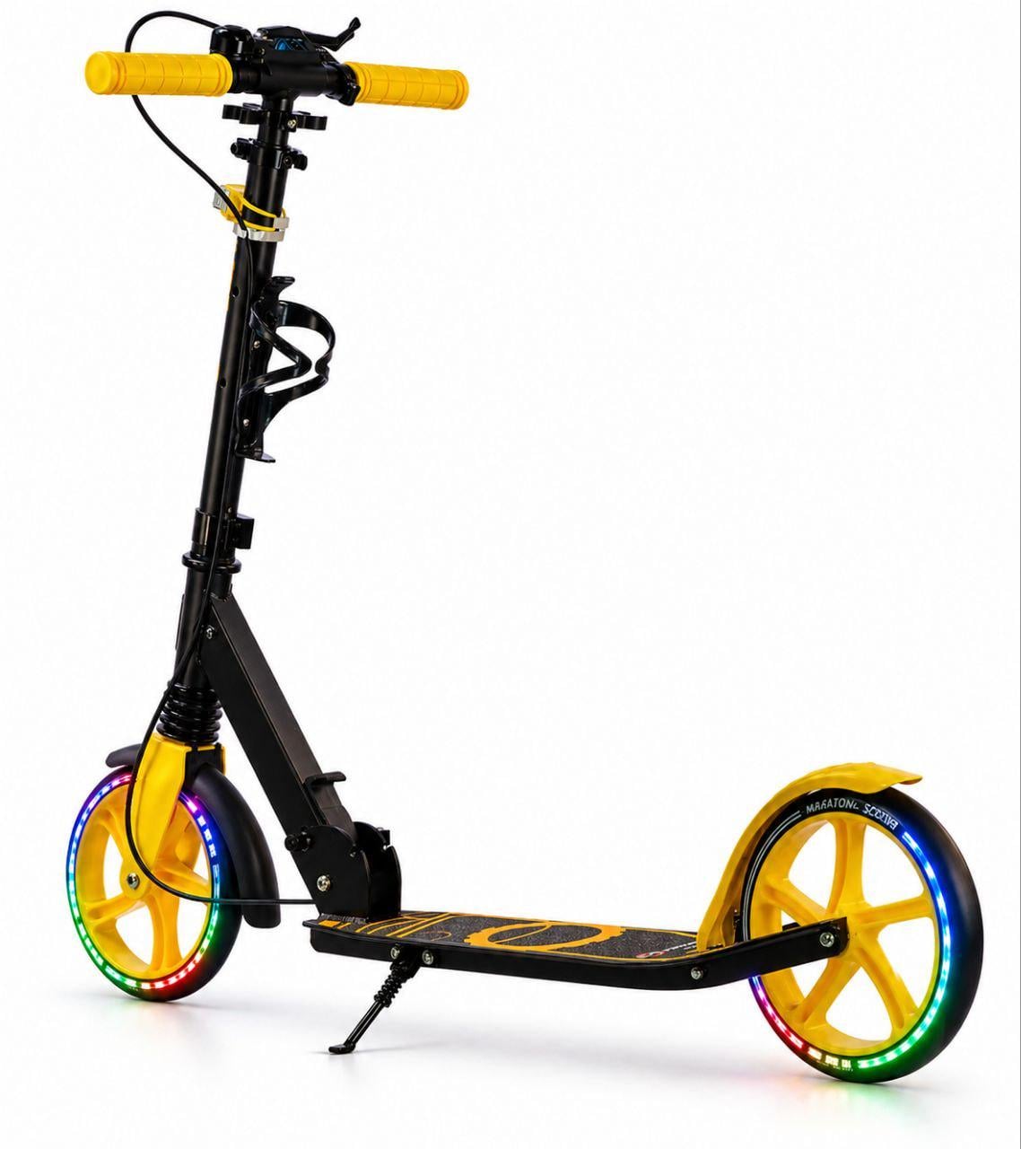 Самокат двухколесный Maraton Rider Light Wheel с LED-колесами Yellow (17788)