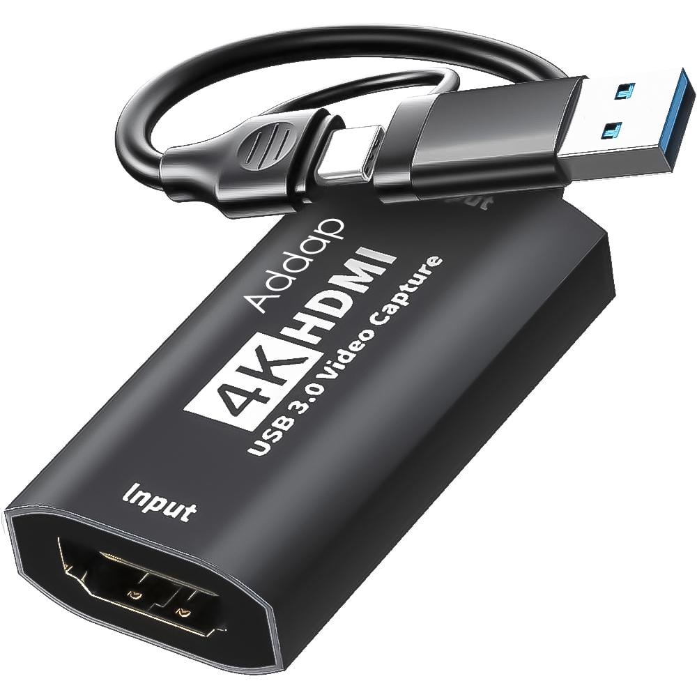 Карта видеозахвата Addap VCC-06 внешняя с Type-C/USB-A на HDMI для ноутбука/ПК Черный