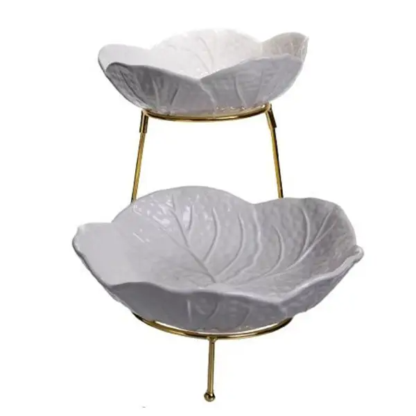 Фруктовница фарфоровая на 2 яруса 35х25х26 см Белый - фото 2 Фруктовница фарфоровая на 2 яруса 35х25х26 см Белый - фото 2