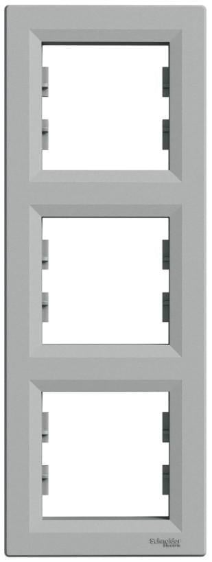 Рамка трехместная вертикальная Schneider Electric Asfora Алюминий (00000018302)