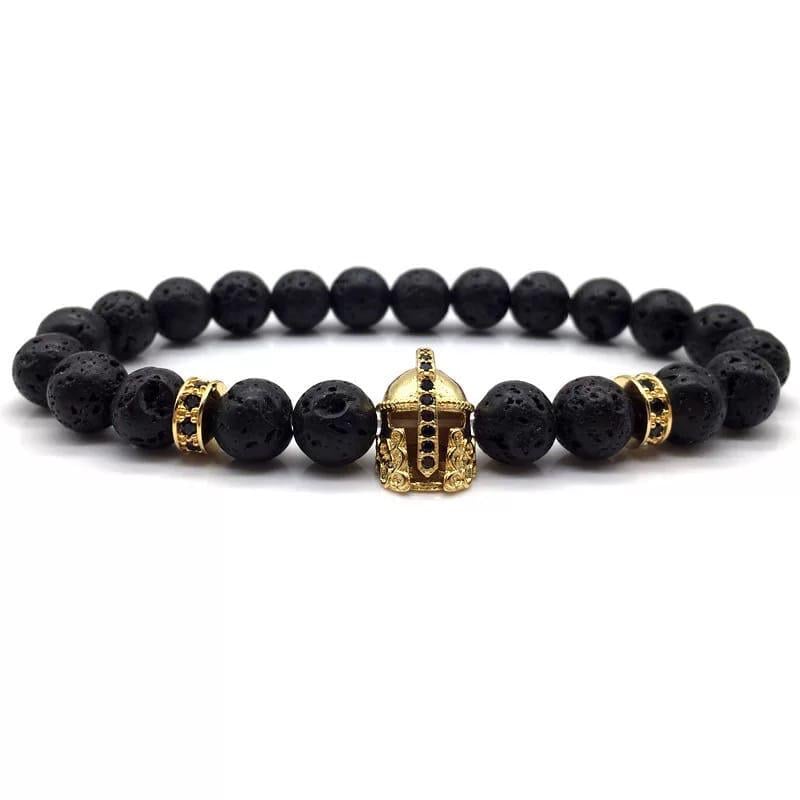 Браслет із лавового каменю з шоломом р. 22 (10002)