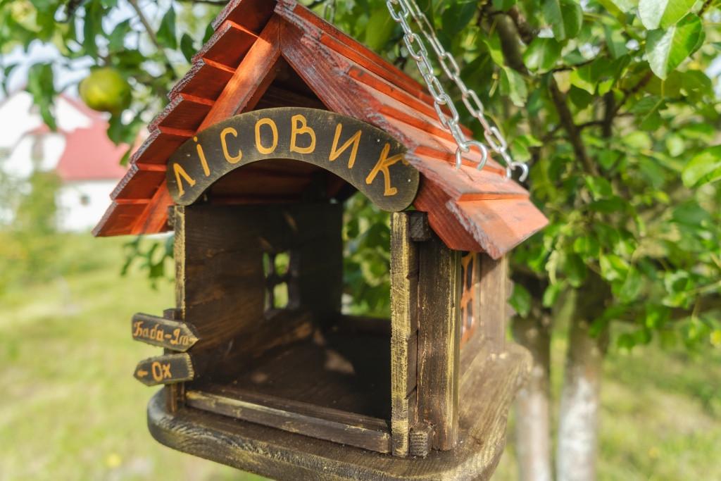 Кормушка для птиц подвесная Леший из древесины 29×27×34 см - фото 5