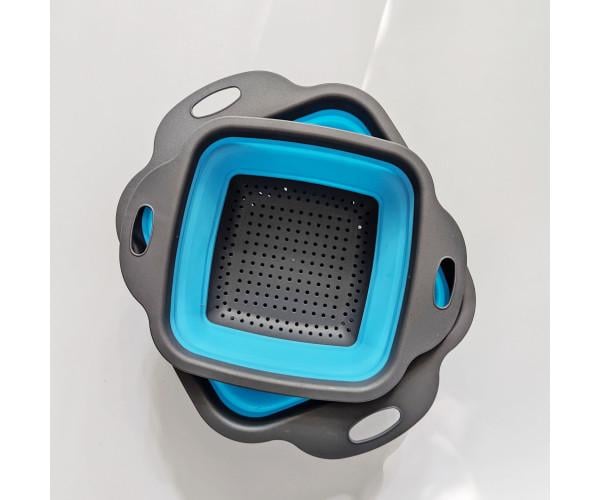 Комплект складных дуршлагов силиконовый 2 шт. Синий (1022) Комплект складных дуршлагов силиконовый 2 шт. Синий (1022)