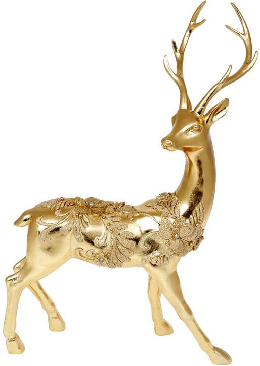 Декоративная статуэтка Олень в кружеве 37х20 см полистоун Золото (BD-450-872)