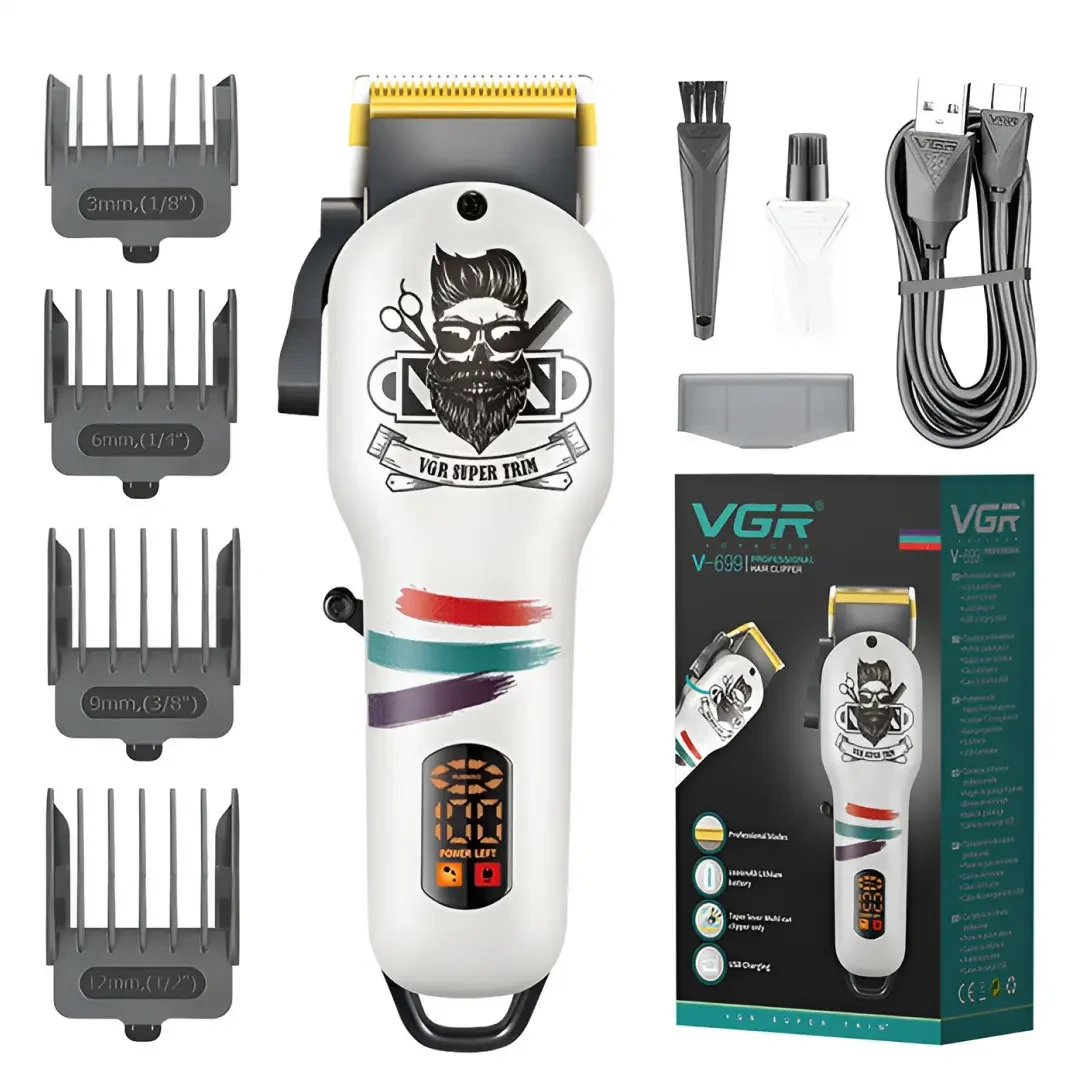 Триммер для бороды и волос VGRHP-V-699B аккумуляторный USB зарядка Белый (5081)