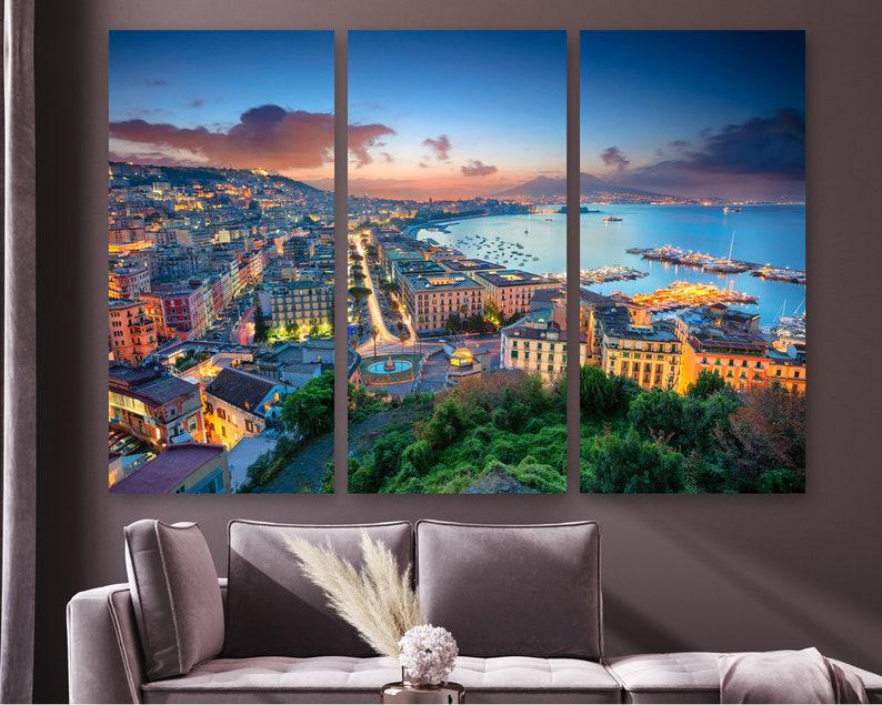 Модульная картина KIL Art Неаполь ночью на холсте из трех частей 156x100 см (M3_XL_476)