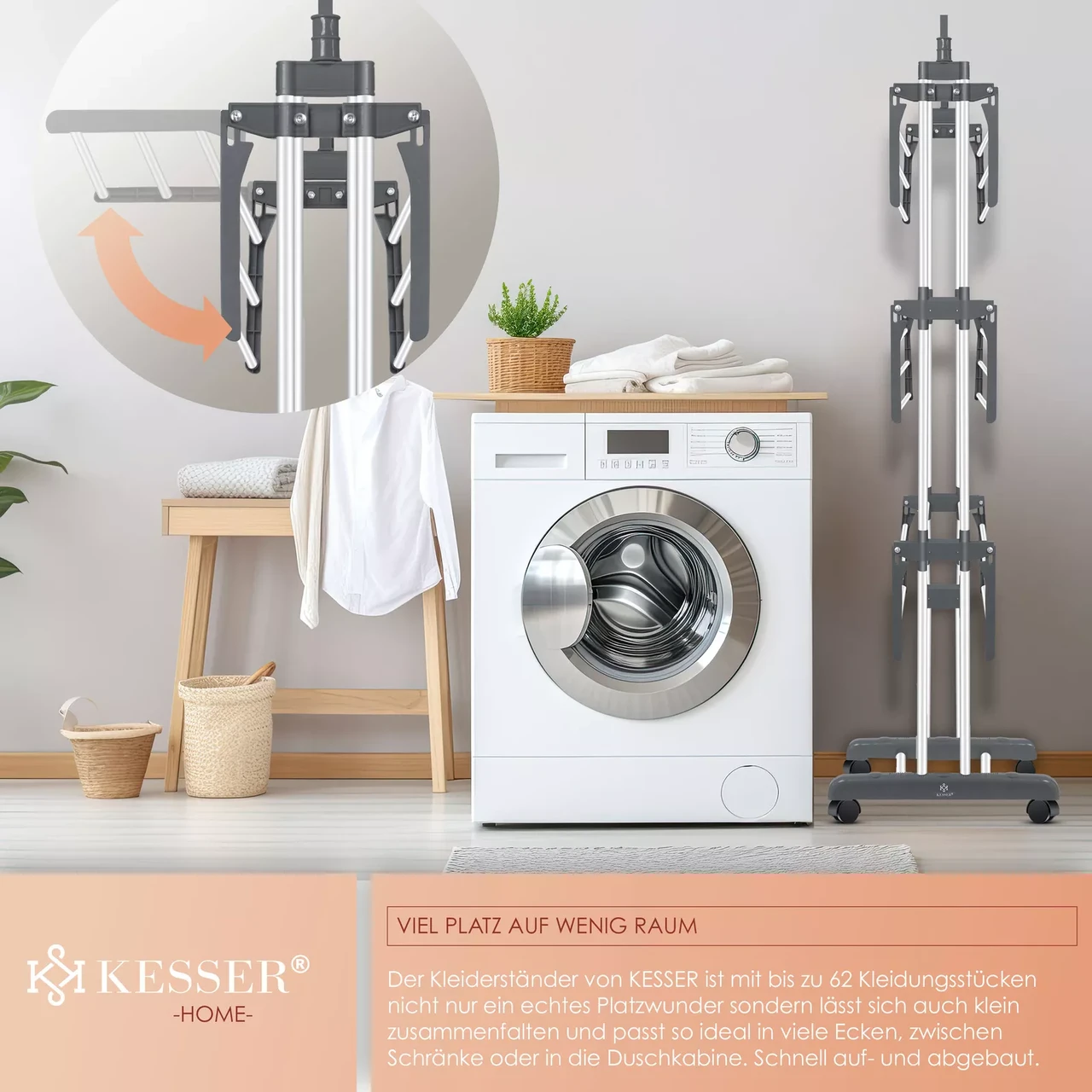 Сушарка для білизни KESSER 126 см 50 кг (4255598324540) - фото 4 Сушарка для білизни KESSER 126 см 50 кг (4255598324540) - фото 4