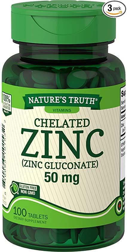Цинк хелатный глюконат Nature's Truth Chelated Zinc Gluconate 50 mg 100 tablets Цинк хелатный глюконат Nature's Truth Chelated Zinc Gluconate 50 mg 100 tablets