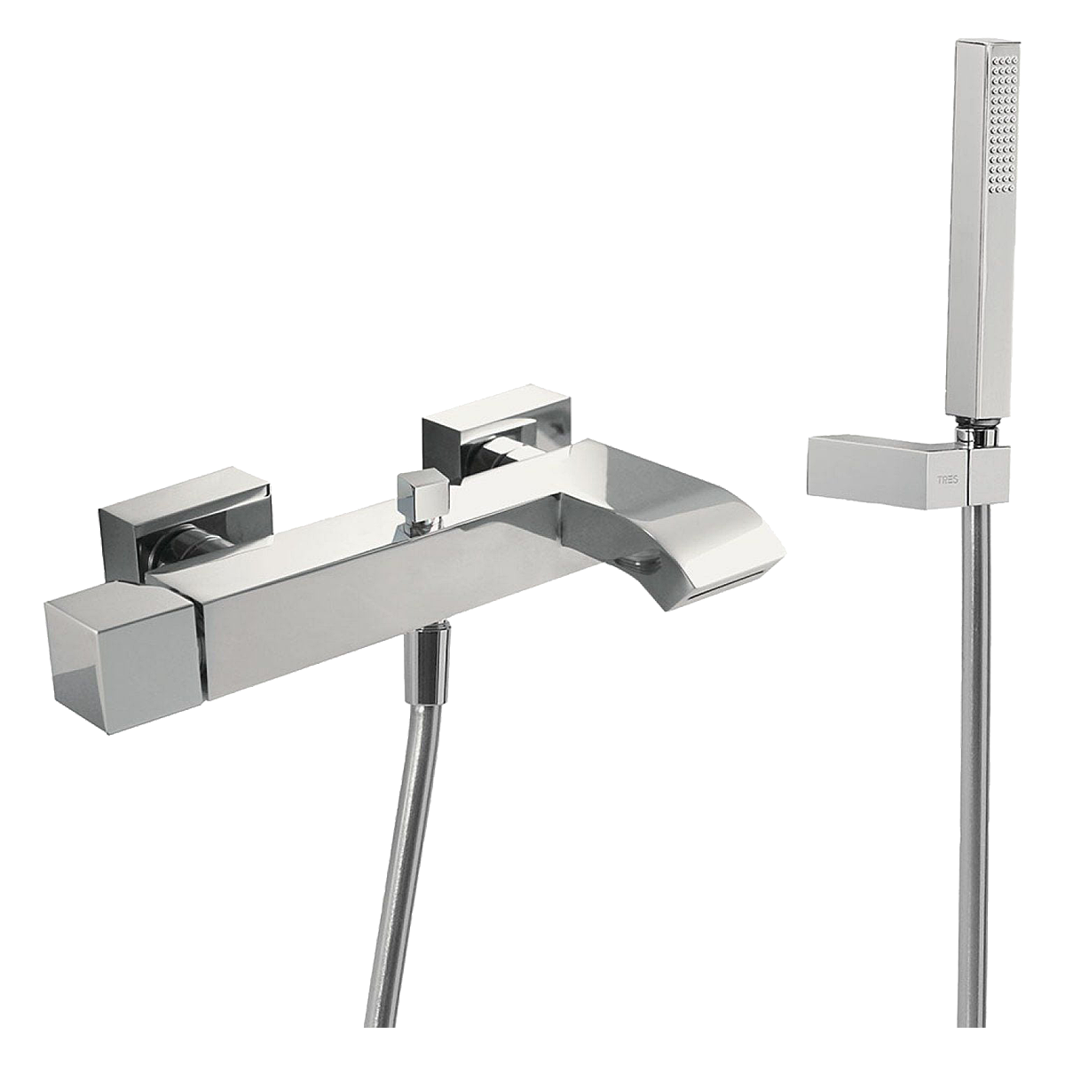 Смеситель для ванной Tres Cuadro-Tres с ручным душем Хром (10717002) Смеситель для ванной Tres Cuadro-Tres с ручным душем Хром (10717002)