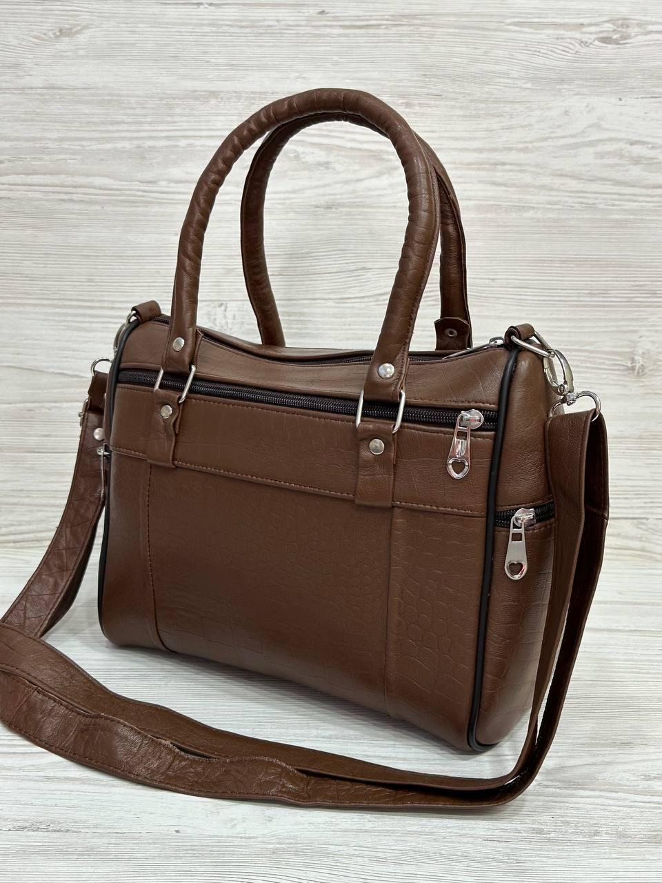 Сумка женская 109014 натуральная кожа тисненая Коричневый