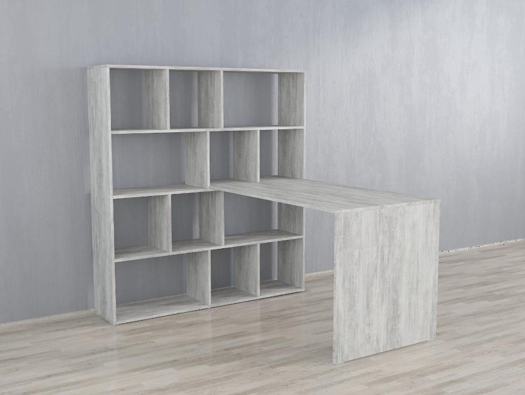 Письмовий стіл зі стелажем Id0083 ДСП 1450x664x743 мм Бетон - фото 2