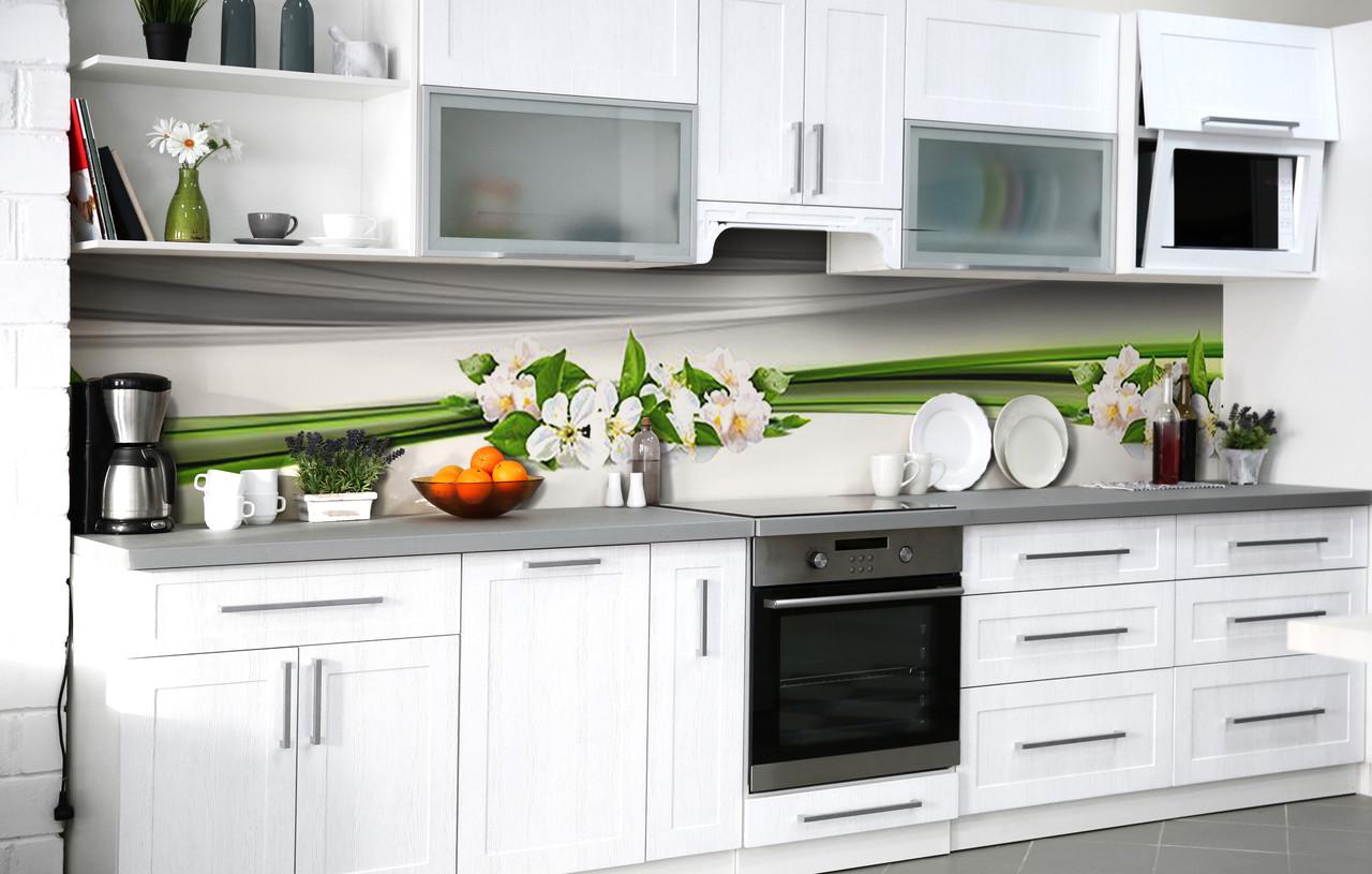 Кухонный фартук Венок цветущей вишни виниловый самоклеющийся 60х250 см Абстракция