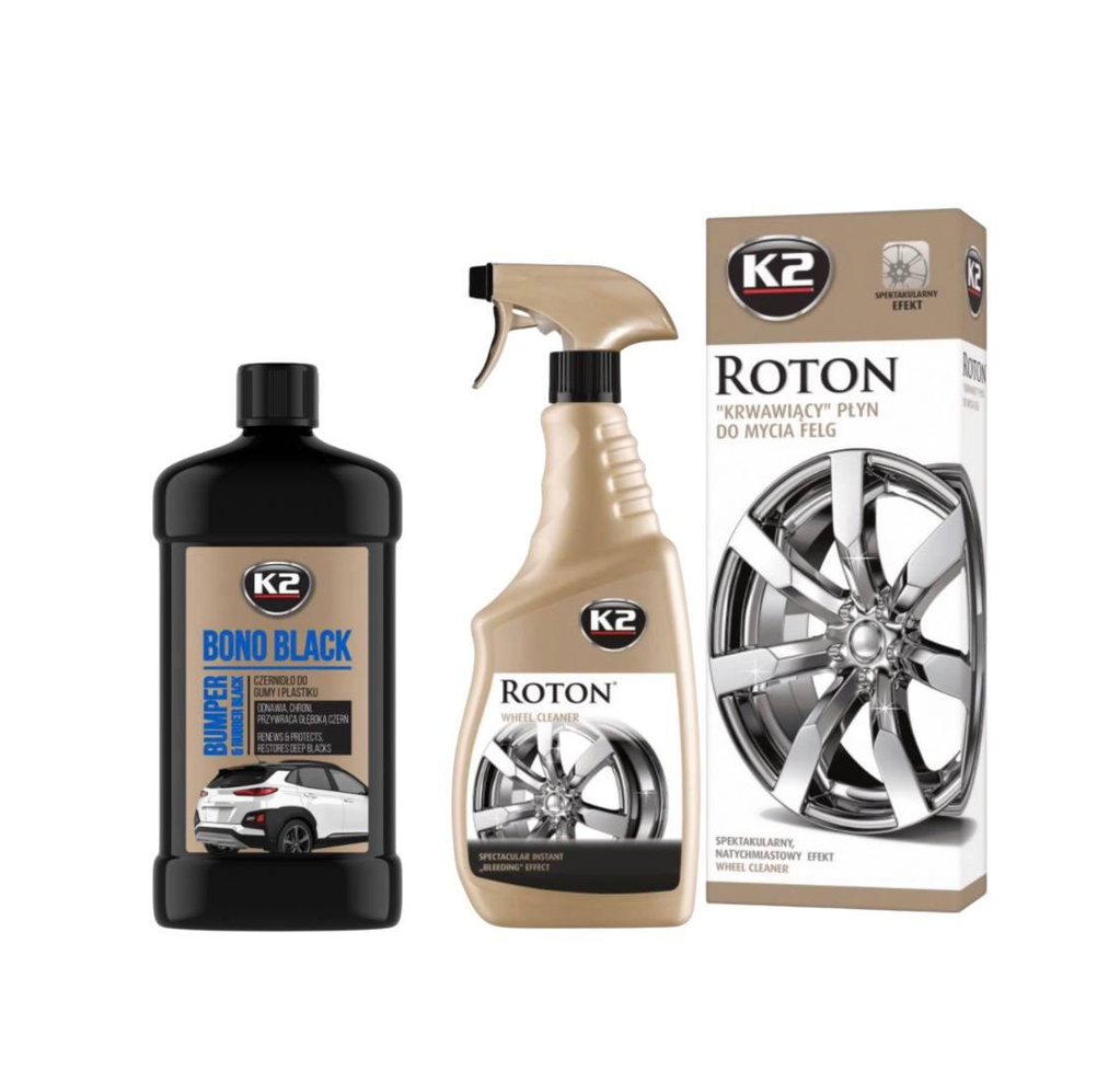 Набор для ухода за шинами и дисками K2 Bono Black 500 мл/K2 Roton для очистки дисков Набор для ухода за шинами и дисками K2 Bono Black 500 мл/K2 Roton для очистки дисков