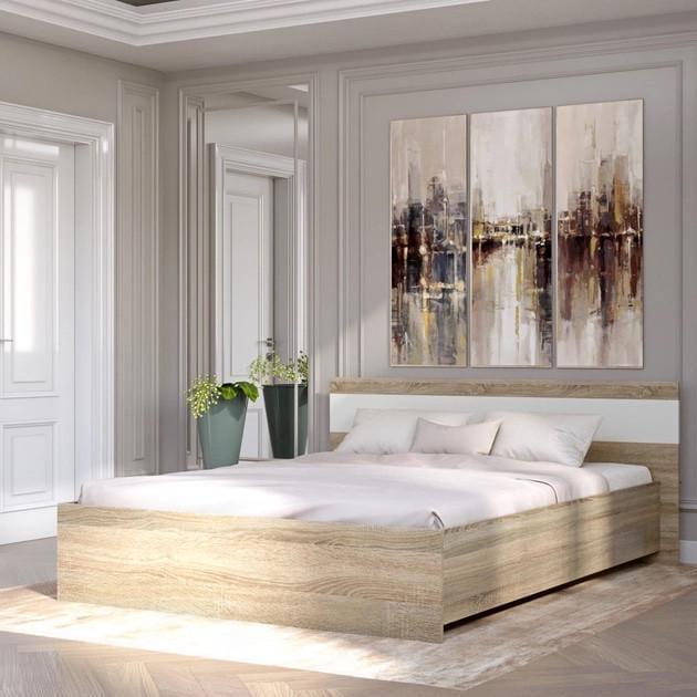 Кровать Эверест Соната-1600 сплошной щит 160x200 см Дуб сонома/Белый (ЕВ20166) - фото 4