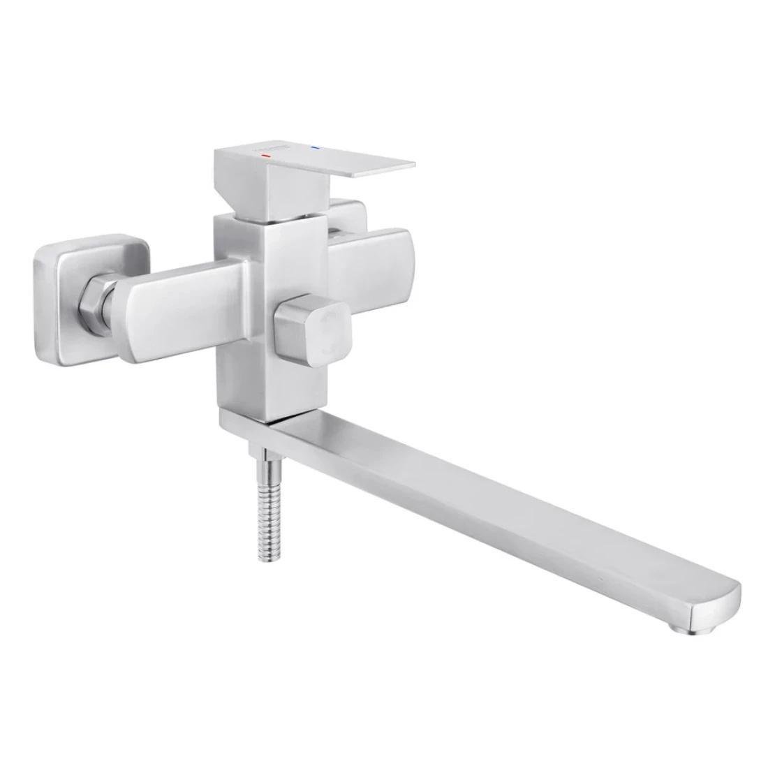 Змішувач для ванни Kroner KRP Edelstahl Kubus ESG070 з душовим гарнітуром Нікель (CV023011)