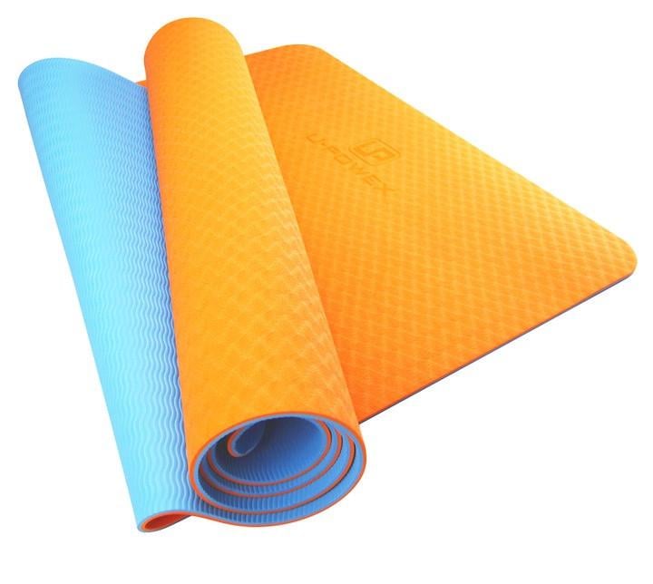Килимок для йоги та фітнесу U-Powex TPE Yoga mat 183х61х0,6 см Orange/Blue (A-012829)