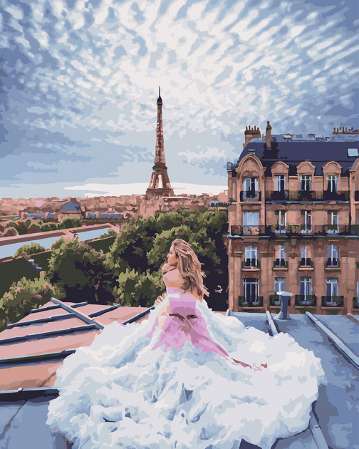 Картина по номерам Brushme Она навпротив Эйфелевой башни (GX25433