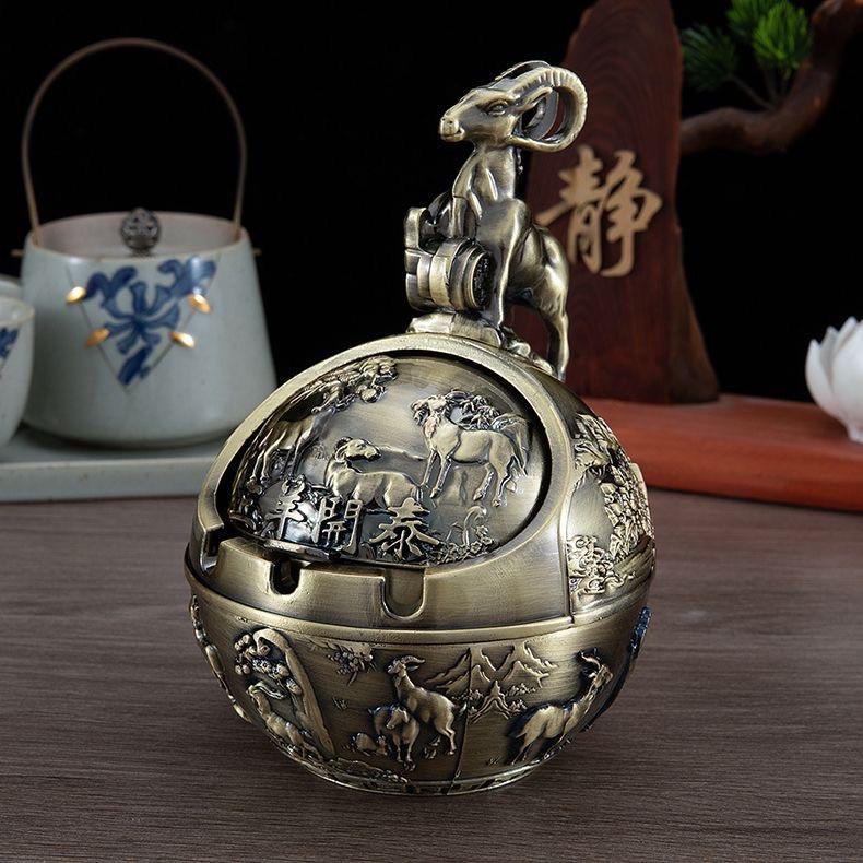 Пепельница металлическая год Козы Латунь (Арт1128)