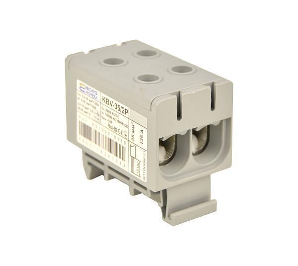 Клема ввідна силова АСКО KBV 2,5-35 мм.кв 135А 2-2 800V AC Сірий (A0130010169)