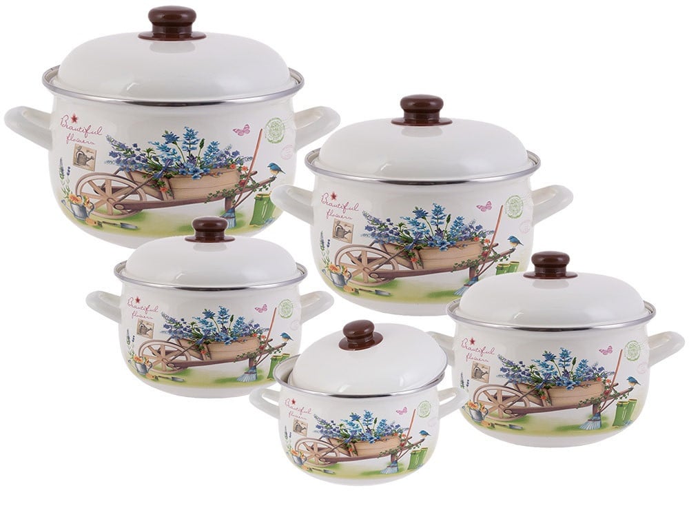 Набір емальованих каструль Edenberg 10 пр. з індукційним дном (EB-1876)