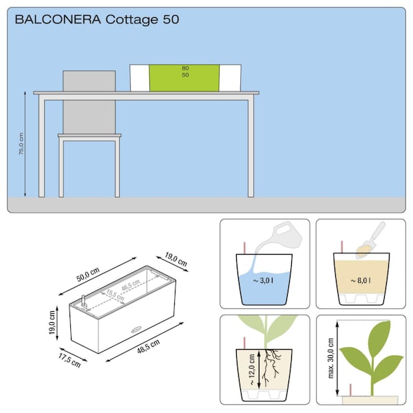 Вазон Lechuza BALCONERA Cottage 50 Білий - фото 6