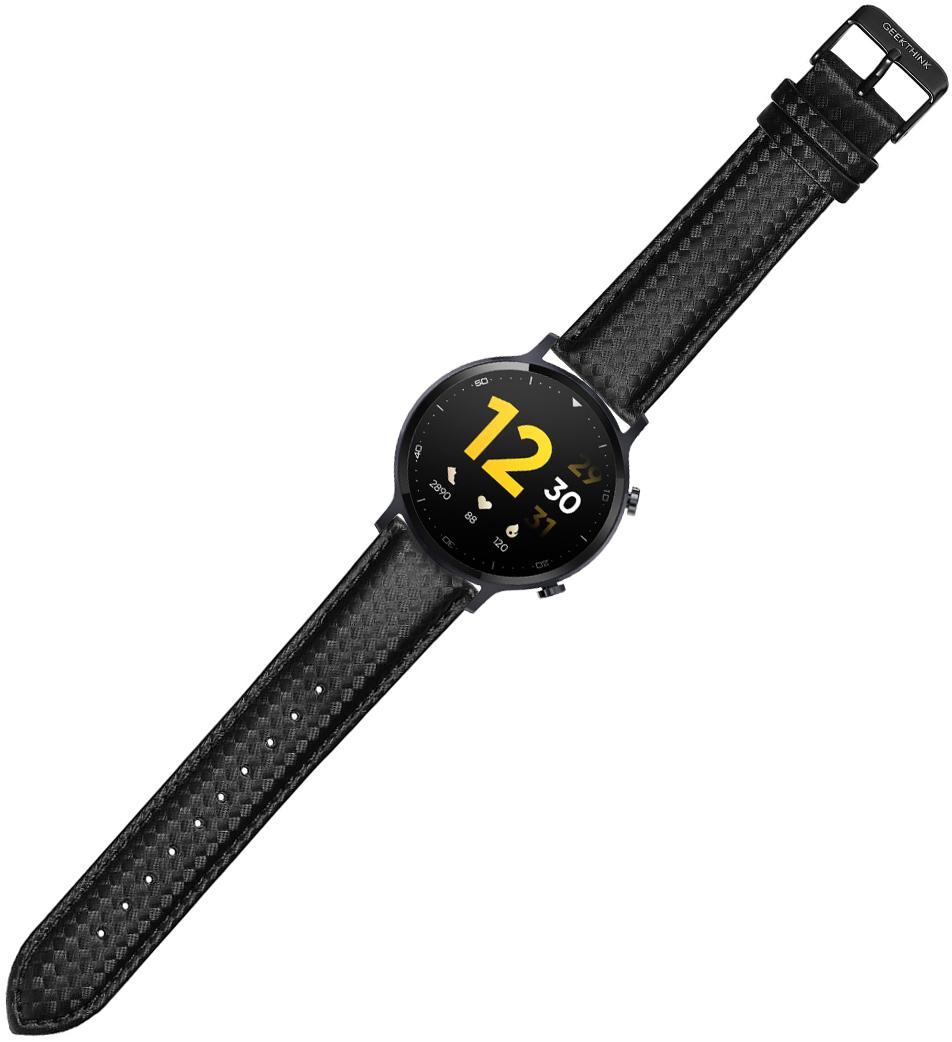 Ремешок кожаный Carbon для Realme Watch S 22 мм Black (22641-2B)