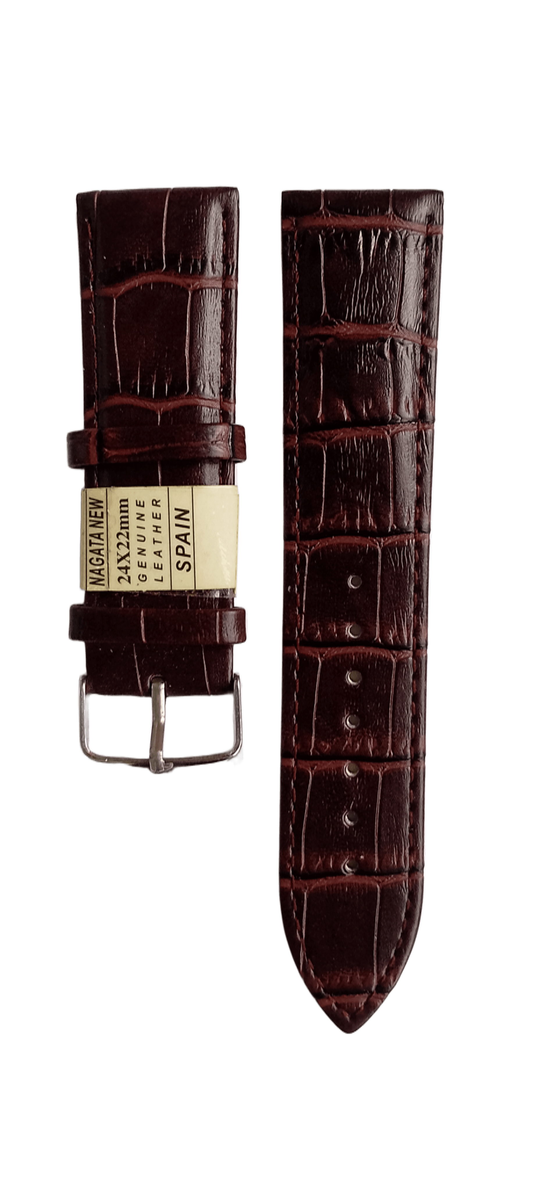 Ремешок кожаный для часов крокодил 24х180 мм Коричневый (2456)