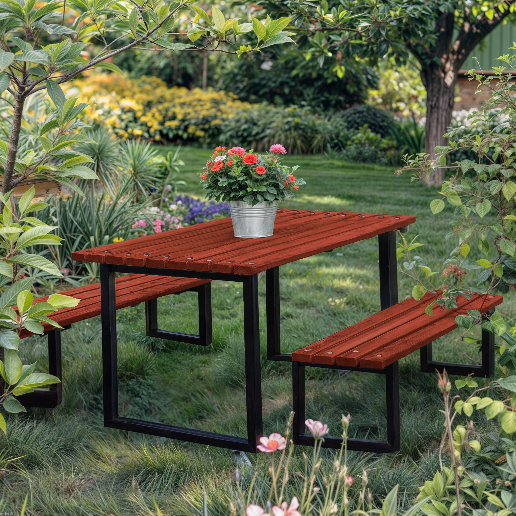 Стіл садовий Tobi Sho Грід у стилі Лофт 3000х700х800 мм Махагоній - фото 3