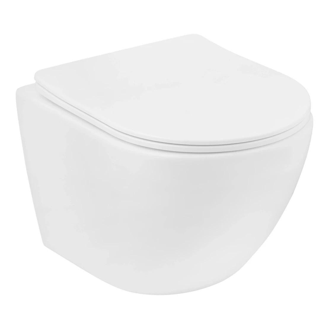 Унитаз подвесной Kroner Harz WHI483632 TORNADO безободочный с сиденьем Slim Duroplast 320х365 мм Белый (KE523629WHIR)