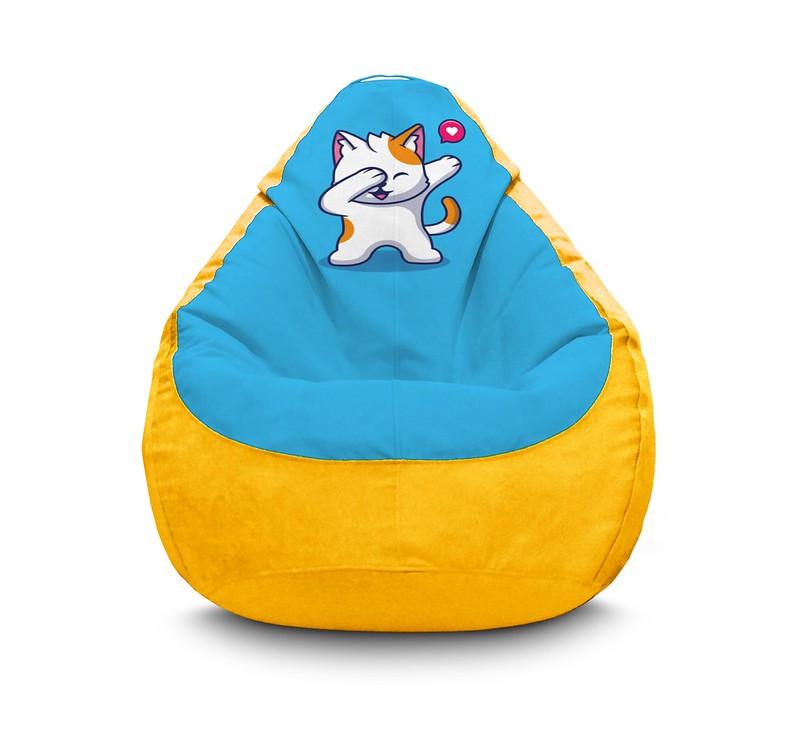 Кресло мешок iPuff Cute cat Dub Флок XXL 90х125 см Желтый