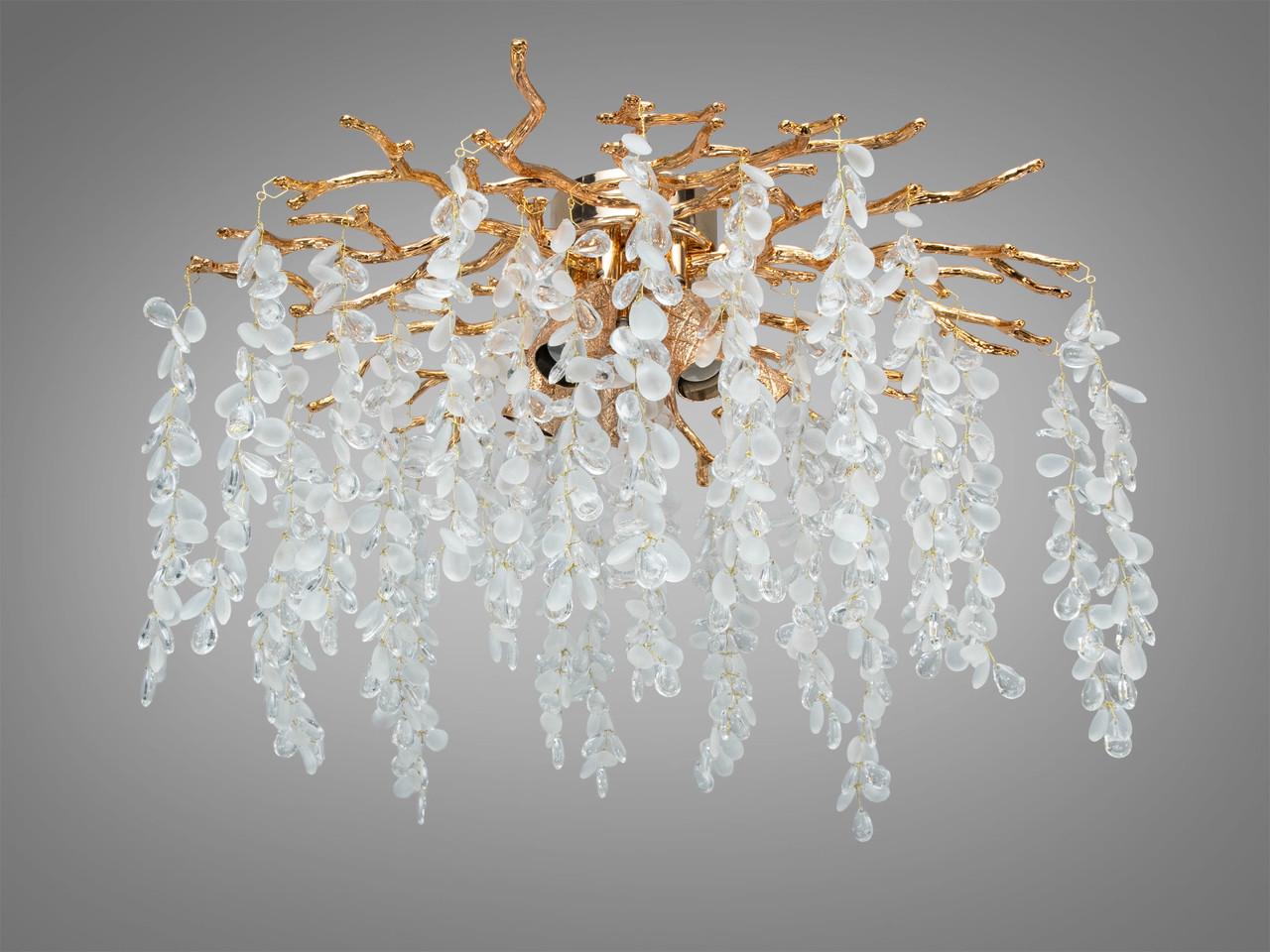 Люстра потолочная для гостиной P8080/D500G Глициния с хрусталем Золотой (3006286384)