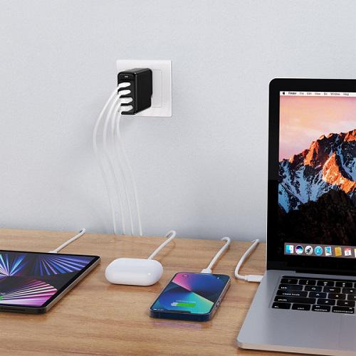 Сетевое зарядное устройство Choetech 4xUSB 140W GaN 2хUSB-C/2хUSB-A Черный (PD6005-EU-BK) - фото 5