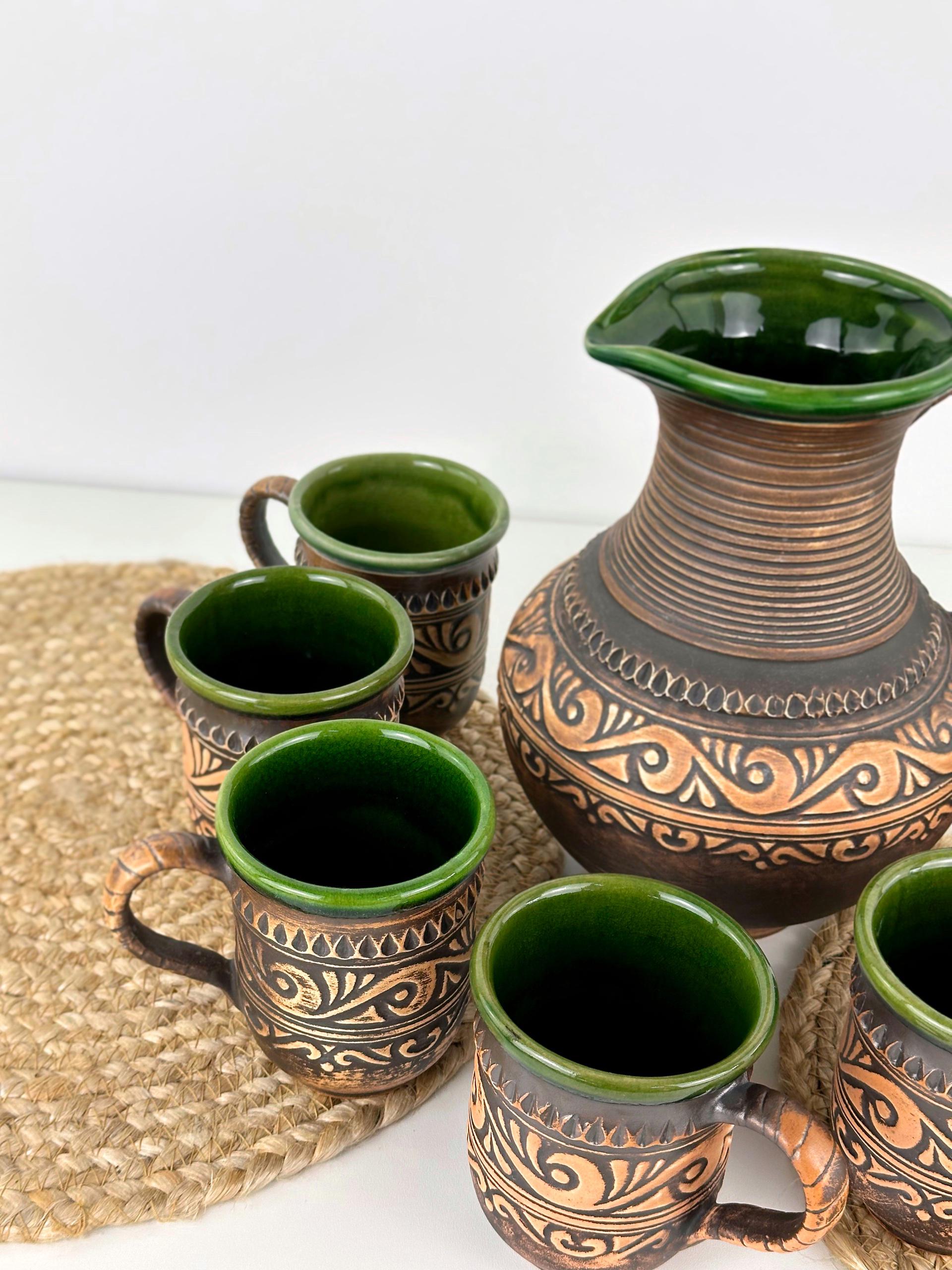 Набір глиняного посуду для компоту Гражда на 6 чоловік Коричневий (17019-29) - фото 4