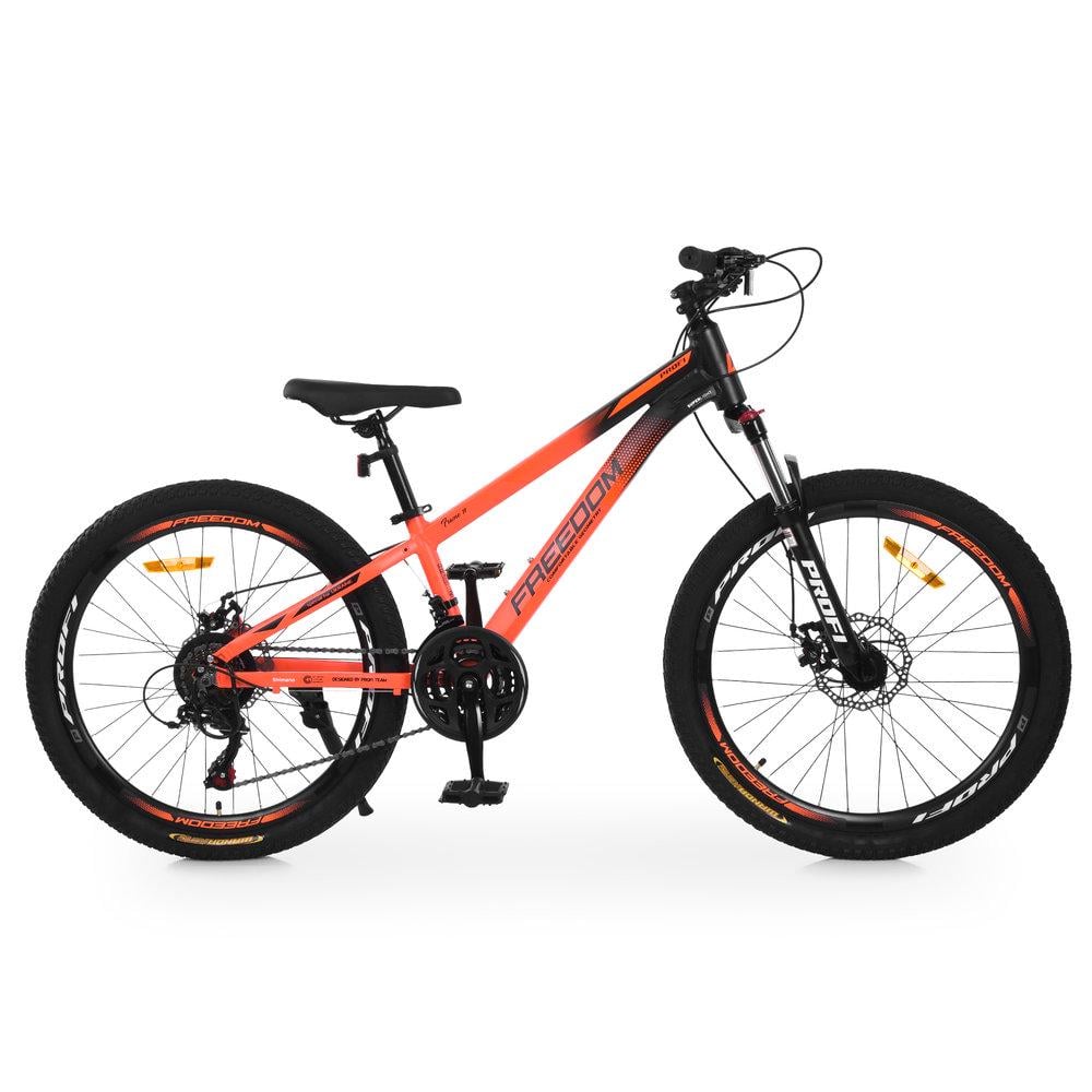 Велосипед горный 26" Profi Freedom AM DD алюминиевая рама 13" рост 135-160 см Оранжевый с черным (FD-26004)