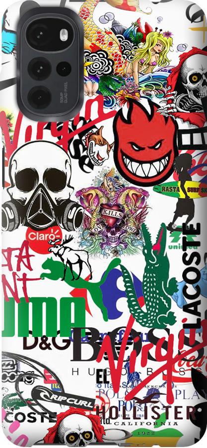 Чехол на Motorola G22 Many different logos (4022u-2681-42517)