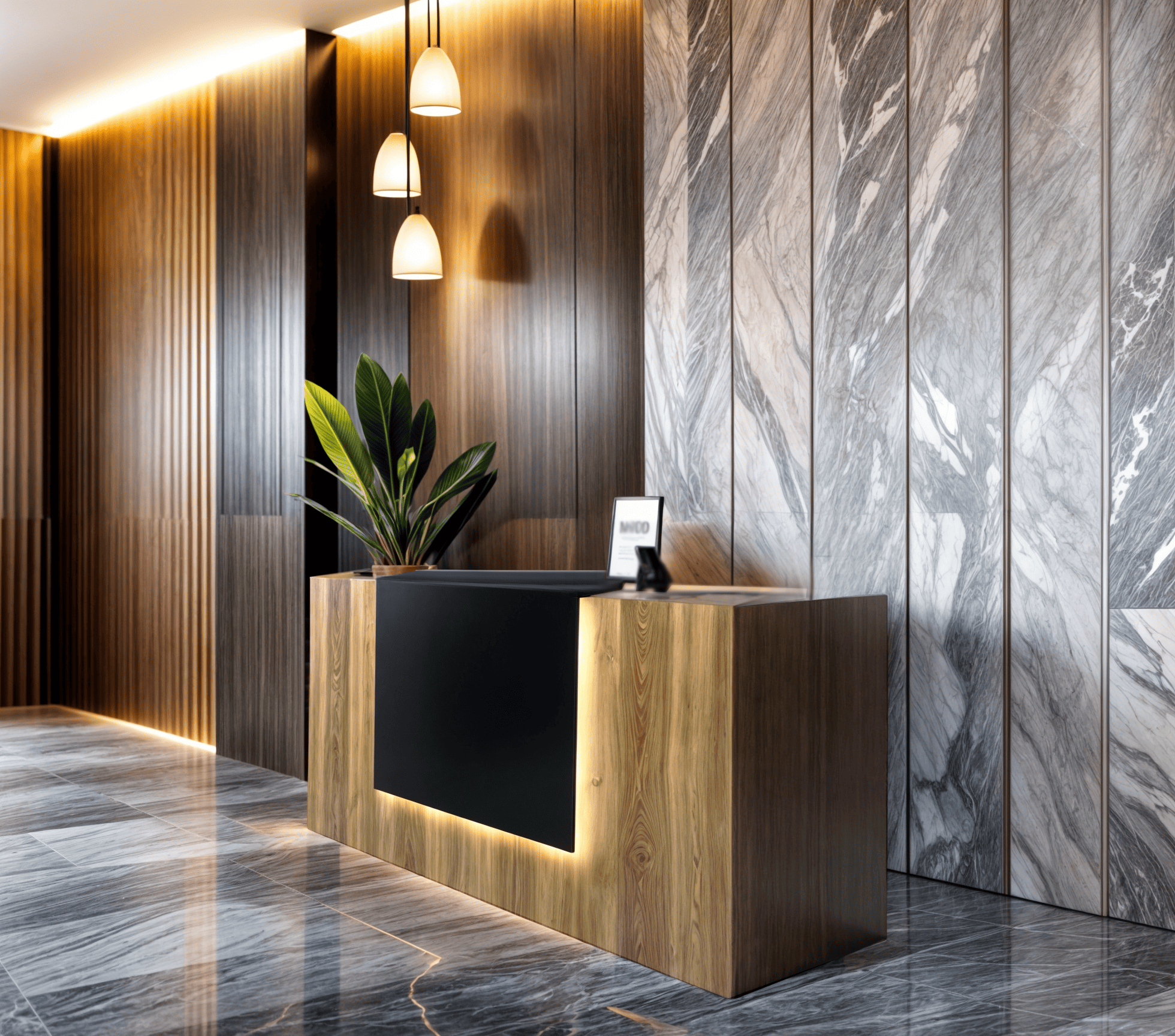 Стійка адміністратора Tobi Sho Ресепшн/1 для офісу/салону з підсвічуванням та ящиками/2000х800х1000 мм Дуб аппалачі/Чорний - фото 1 Стійка адміністратора Tobi Sho Ресепшн/1 для офісу/салону з підсвічуванням та ящиками/2000х800х1000 мм Дуб аппалачі/Чорний - фото 1