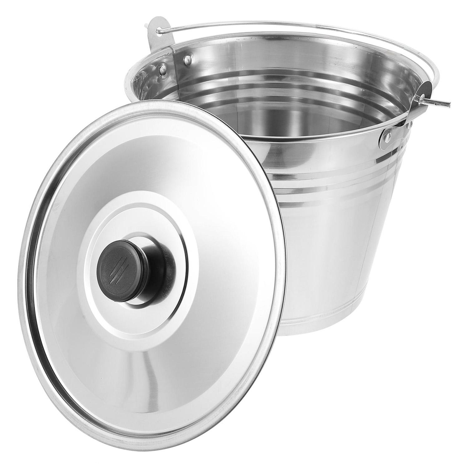 Ведро хозяйственное из нержавеющей стали с крышкой 7 л
