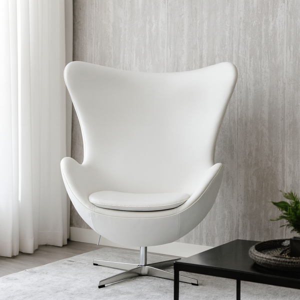 Крісло дизайнерське Egg SDM екошкіра метал Білий (30583639)