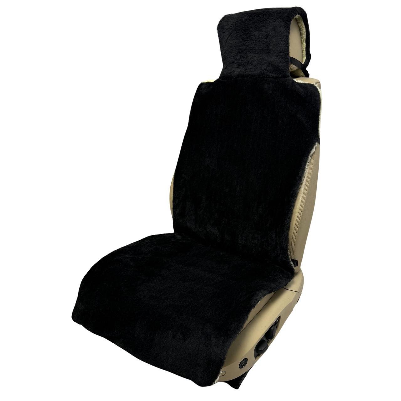 Накидка-чехол универсальная меховая на переднее сиденье авто из овчины Runa Черный (300-1-N)