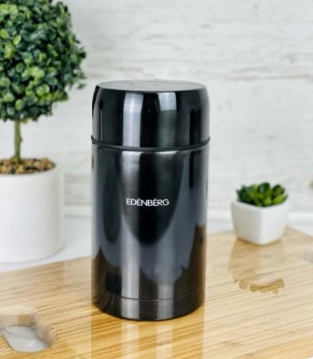 Термос пищевой ваккумный с отдельной тарелкой Edenberg EB-3510 1000 мл Черный
