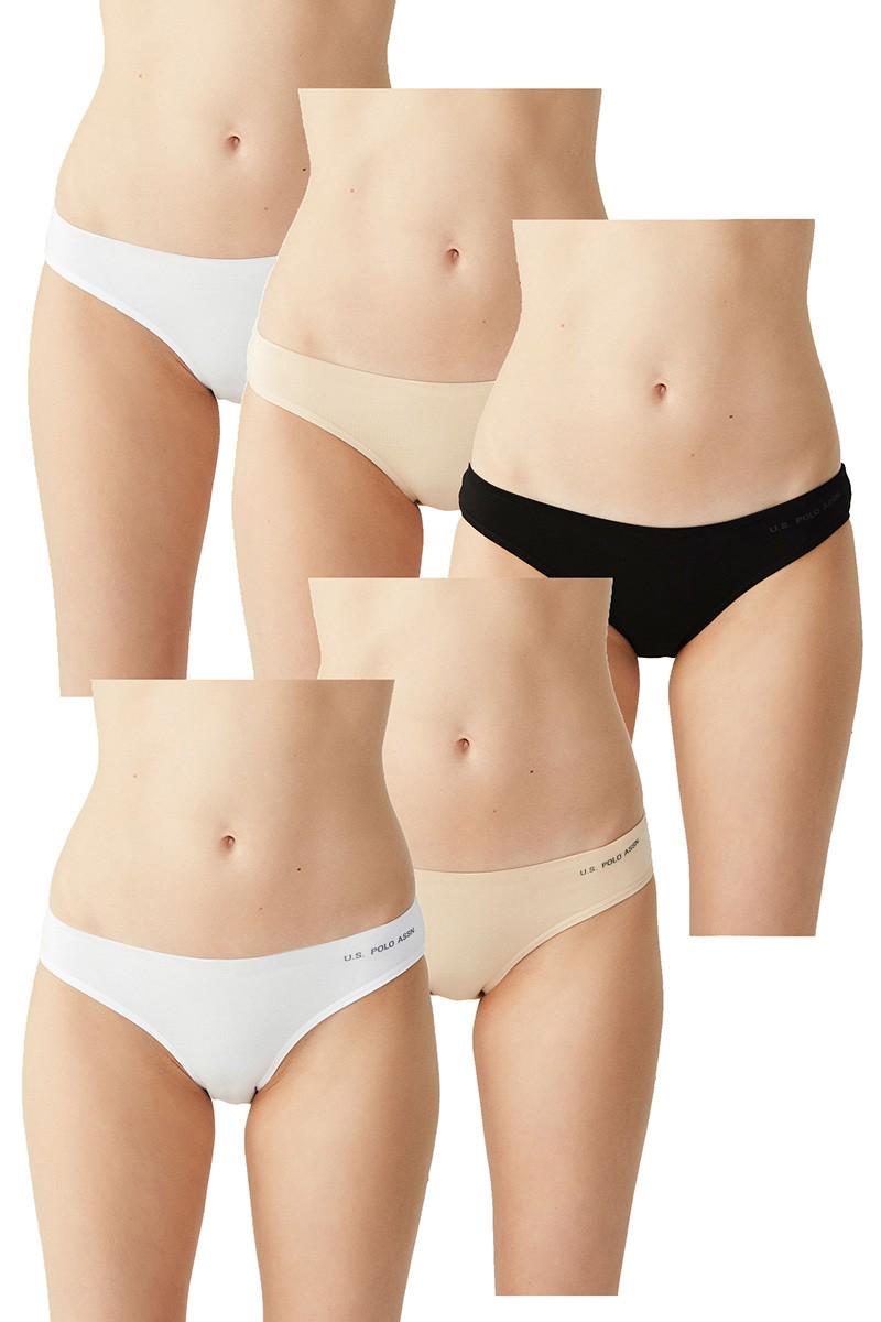 Трусики стринг U.S. Polo ASSN р. 2/S 5 шт. Черный/Бежевый/Белый (70562)