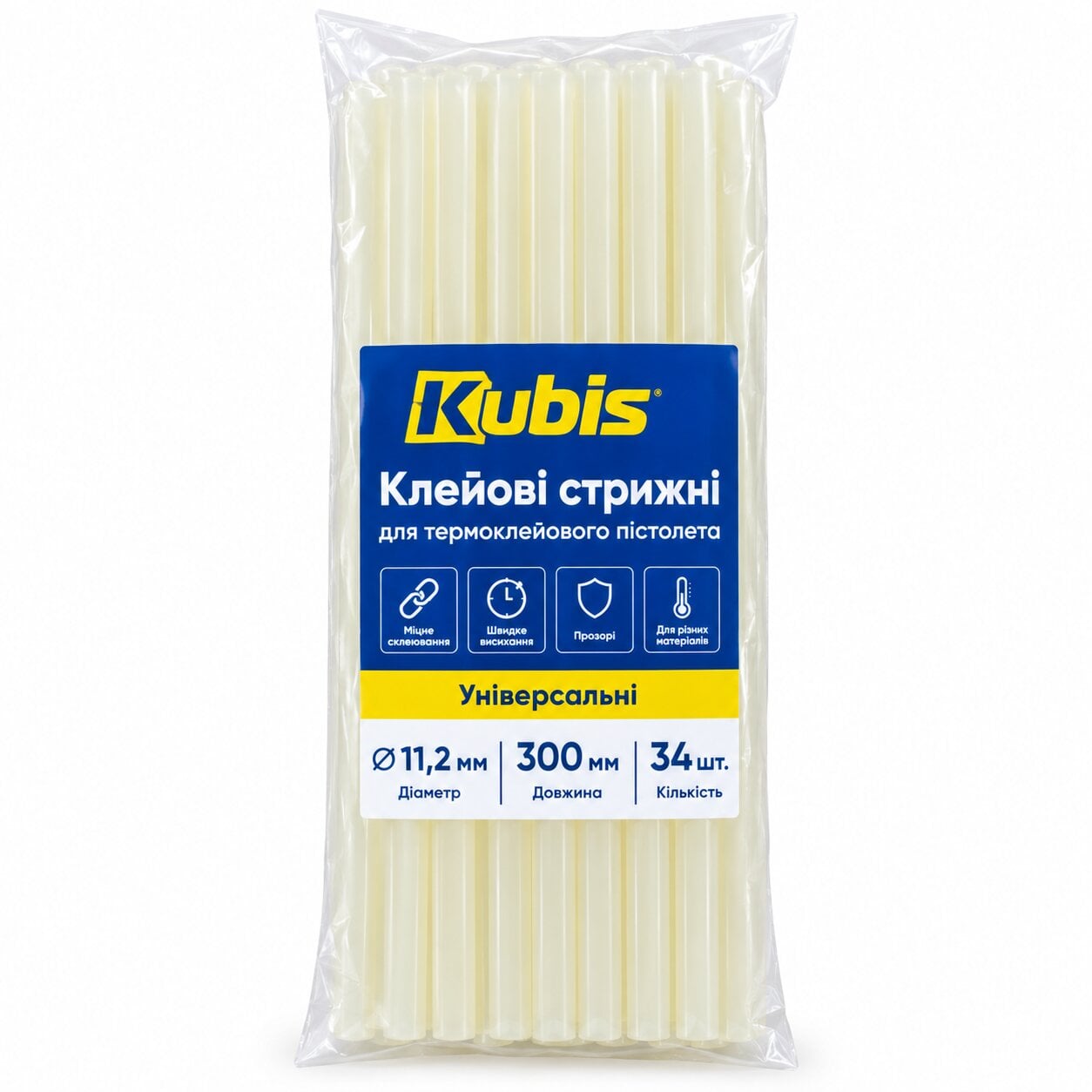 Стержни для клеевого пистолета Kubis 11,2х300 мм 34 шт. Прозрачный (01-06-1130)